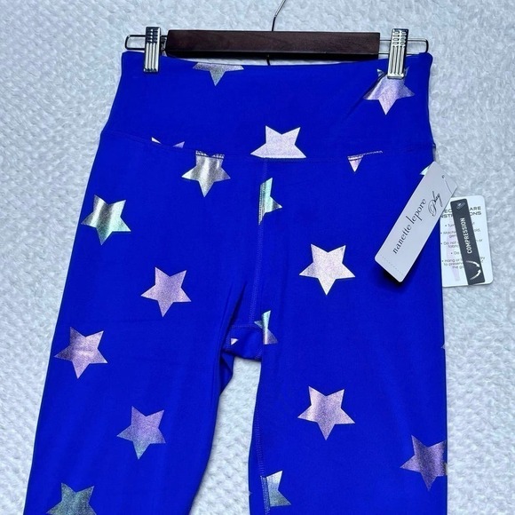 Nanette Lapore Play Compression Leggings Small Y2K Metallic starsm - Picture 10 of 13